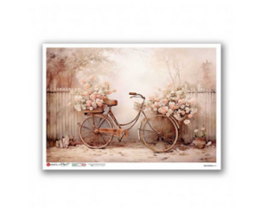 Ριζόχαρτο για Decoupage PaperD, Ποδήλατο και χειμωνιάτικα λουλούδια, 30x40cm OLD-PHOTOS_0117