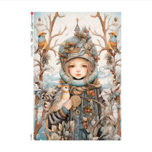 Ριζόχαρτο για Decoupage PaperD, Πορτρέτο στα χιόνια, SC154, 30x40cm SCENE_0154