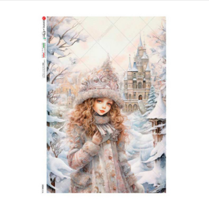 Ριζόχαρτο για Decoupage PaperD, Πορτρέτο στα χιόνια, SC156, 30x40cm SCENE_0156