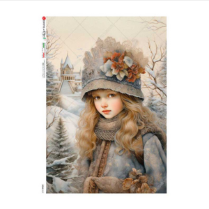 Ριζόχαρτο για Decoupage PaperD, Πορτρέτο στα χιόνια, SC157, 30x40cm SCENE_0157