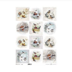 Ριζόχαρτο ντεκουπάζ ITD, Πουλάκια στα χιόνια, 30x40cm, R1104L