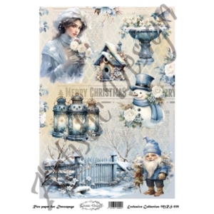 Χριστουγεννιάτικο Ριζόχαρτο Artistic Design για Decoupage Α4, Merry Christmas