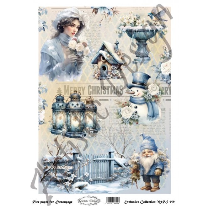 Χριστουγεννιάτικο Ριζόχαρτο Artistic Design για Decoupage Α4, Merry Christmas 1 Χριστουγεννιάτικο Ριζόχαρτο Artistic Design για Decoupage Α4, Merry Christmas