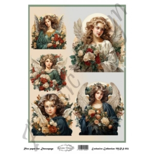 Χριστουγεννιάτικο Ριζόχαρτο Artistic Design για Decoupage Α4, Christmas Angels