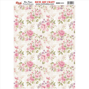 Ριζόχαρτο Rich, 30x42cm, Ροζ τριαντάφυλλα, PIRINC-8450