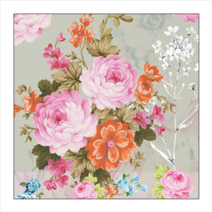 Χαρτοπετσέτα για decoupage, 1τεμ, Μπουκέτο λουλούδι σε γκρι φόντο 13318320