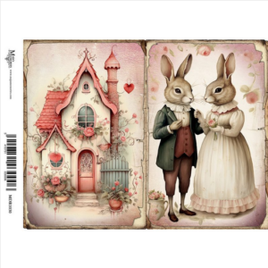 Ριζόχαρτο Maja’s Memories, 30x42cm, Λαγουδάκια και λαγουδόσπιτο, MDR1030