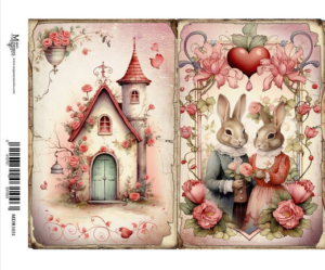 Ριζόχαρτο Maja’s Memories, 30x42cm, Λαγουδάκια και λαγουδόσπιτο, MDR1031