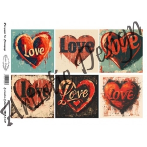 Ριζόχαρτο Artistic Design για Decoupage Α4, Valentine Hearts