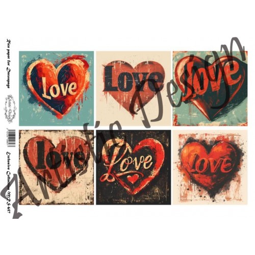 Ριζόχαρτο Artistic Design για Decoupage Α4, Valentine Hearts 1 Ριζόχαρτο Artistic Design για Decoupage Α4, Valentine Hearts
