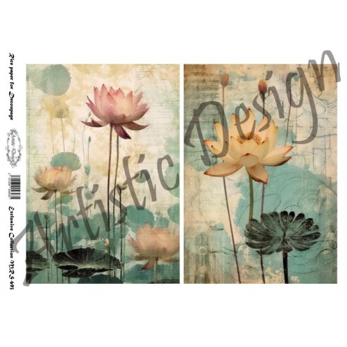 Ριζόχαρτο Artistic Design για Decoupage Α4, Lotus Flowers 1 Ριζόχαρτο Artistic Design για Decoupage Α4, Lotus Flowers