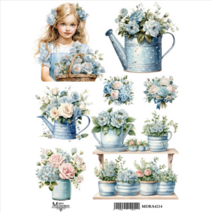 Ριζόχαρτο Maja’s Memories, 22.5x32cm, Κορίτσι με γαλάζια λουλούδια, MDRA4214