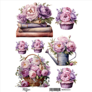 Ριζόχαρτο Maja’s Memories, 22.5x32cm, Μωβ λουλούδια και βιβλία, MDRA4215