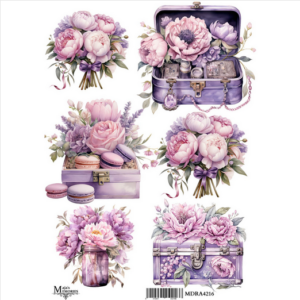 Ριζόχαρτο Maja’s Memories, 22.5x32cm, Μωβ λουλούδια και βαλίτσες, MDRA4216