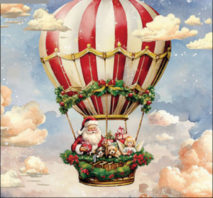 Χαρτοπετσέτα για decoupage, 1τεμ, Το αερόστατο του Άγιου Βασίλη 33319230