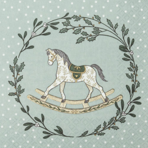Χαρτοπετσέτα για decoupage, Κουνιστό αλογάκι σε στεφάνι 612208