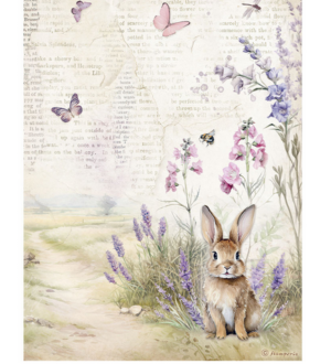 Ριζόχαρτο ντεκουπάζ Stamperia 21x29cm A4, Lavender, Bunny DFSA4883