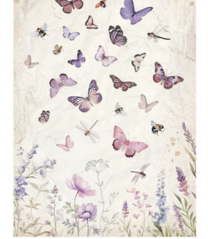 Ριζόχαρτο ντεκουπάζ Stamperia 21x29cm A4, Lavender, Butterflies DFSA4884