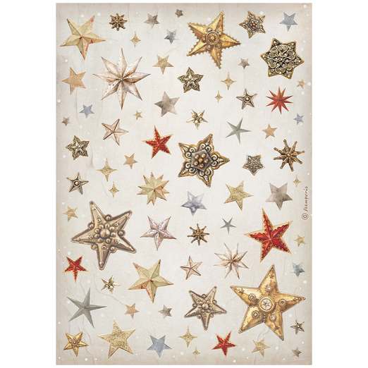 Ριζόχαρτο ντεκουπάζ Stamperia 21x29cm A4, Gear up for Christmas, Star DFSA4933 1 Ριζόχαρτο ντεκουπάζ Stamperia 21x29cm A4, Gear up for Christmas, Star DFSA4933