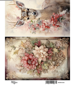 Ριζόχαρτο Maja’s Memories, 22.5x32cm, Τάρανδος και λουλούδια MDRA4266