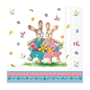 Χαρτοπετσέτα decoupage ,1 τεμ, Λαγουδάκια χορευτές L1066100