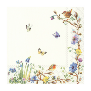 Χαρτοπετσέτα decoupage, 1 τεμ, Λουλούδια και πεταλούδες L860400