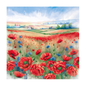 Χαρτοπετσέτα decoupage, 1 τεμ, Λιβάδι με παπαρούνες L1077500