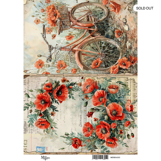 Ριζόχαρτο Maja’s Memories, 22.5x32cm, Ποδήλατο και Παπαρούνες, MDRA4355 1 Ριζόχαρτο Maja’s Memories, 22.5x32cm, Ποδήλατο και Παπαρούνες, MDRA4355