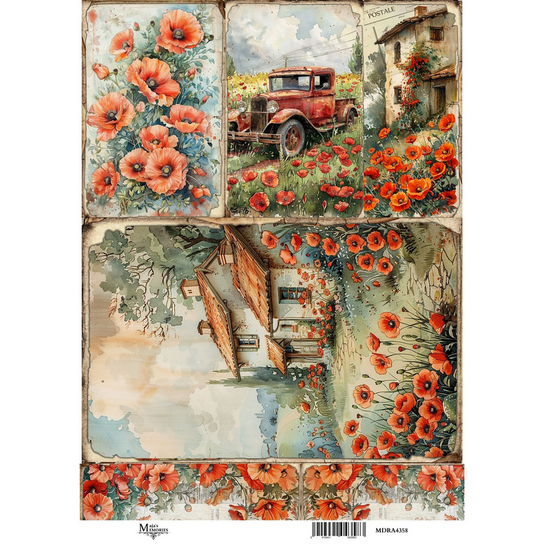 Ριζόχαρτο Maja’s Memories, 22.5x32cm, Φάρμα με Παπαρούνες, MDRA4358 1 Ριζόχαρτο Maja’s Memories, 22.5x32cm, Φάρμα με Παπαρούνες, MDRA4358