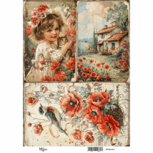 Ριζόχαρτο Maja’s Memories, 22.5x32cm, Κάρτες με Παπαρούνες, MDRA4361