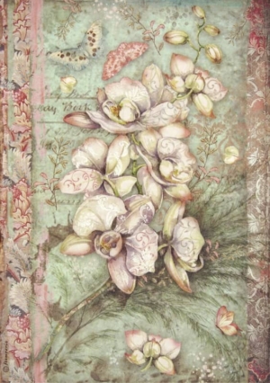 Ριζόχαρτο ντεκουπάζ Stamperia 21x29cm A4, White Orchid, DFSA4508