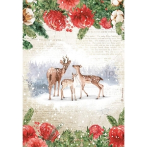 Ριζόχαρτο ντεκουπάζ Stamperia 21x29cm A4, ROMANTIC COZY WINTER DEERS , DFSA4707