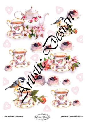 Ριζόχαρτο Artistic Design για Decoupage 30x40cm, Ρετρό φλυτζάνια καφέ