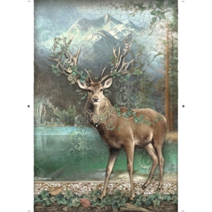 Ριζόχαρτο ντεκουπάζ Stamperia 21x29cm A4, MAGIC FOREST REINDEER DFSA4750