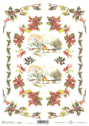 Ριζόχαρτο ντεκουπάζ  21x29cm A4, Χριστουγεννιάτικο ITD R0446