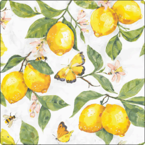 Χαρτοπετσέτα για decoupage, 1τεμ, Λεμόνια και πεταλούδες 13320365