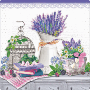 Χαρτοπετσέτα για decoupage, 1τεμ, Λεβάντες στο τραπέζι 13320725