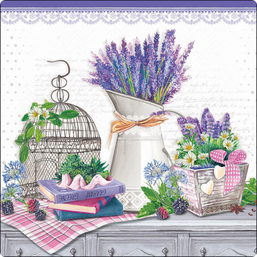 Χαρτοπετσέτα για decoupage, 1τεμ, Λεβάντες στο τραπέζι 13320725 1 Χαρτοπετσέτα για decoupage, 1τεμ, Λεβάντες στο τραπέζι 13320725